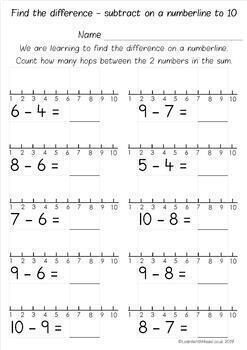 Find the Difference Numberline Subtraction Worksheets by Learn With Miss W