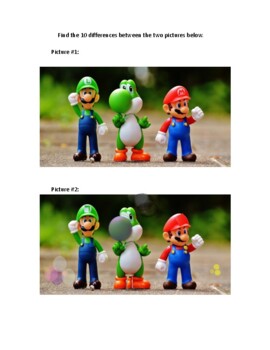 Preview of Find the Difference Puzzle: Mario