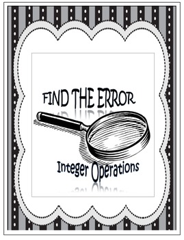 Preview of Find the Error - Integer Operations