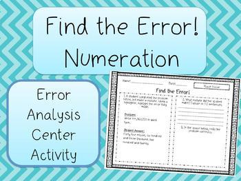 Preview of Find the Error! Numeration Error Analysis Activity