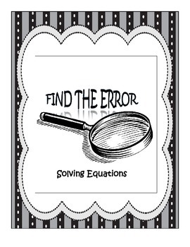 Preview of Find the Error - Differentiated Solving Equations