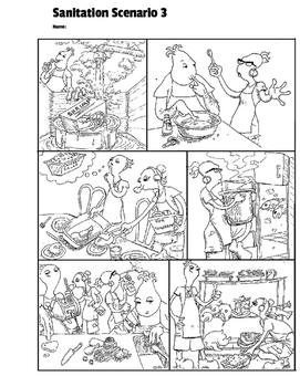 Preview of Find the Errors Comic; Sanitation Scenario 3; Culinary FACS, Food Safety, Health