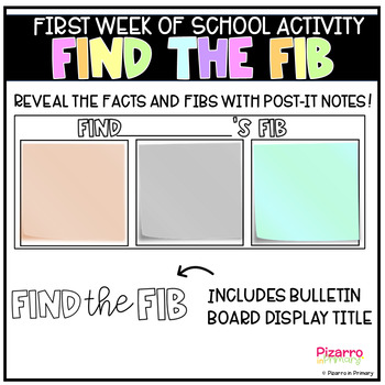 Preview of Find the Fib | 2 truths and a lie | Post-it note template Bulletin Board Display