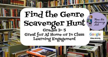 Preview of Find the Genre Scavenger Hunt & Review - Distance Learning - Grades 3-5