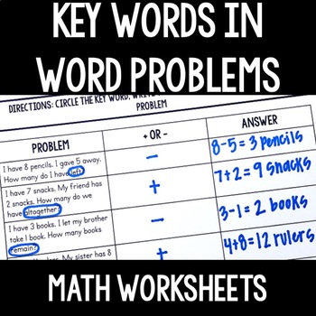 Preview of Addition and Subtraction Word Problems - Find the Key Word