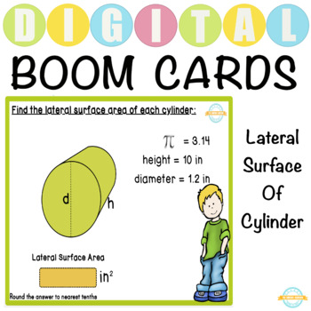 Preview of Find the Lateral Surface Area of Cylinder- Boom Cards™