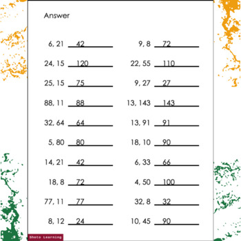 Find the Least Common Multiple LCM Math Practice Problems Worksheets ...