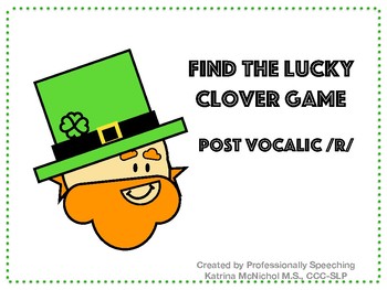 Preview of St Patrick's Day: Find the Lucky Clover Articulation Game - Postvocalic /r/