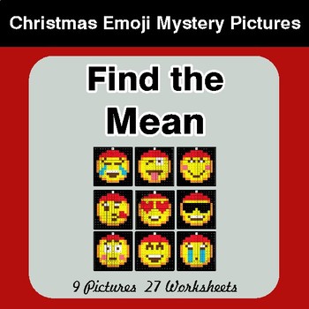 Find the Mean - Christmas EMOJI Color-By-Number Math Mystery Pictures