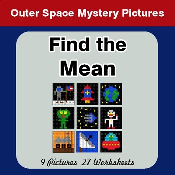 Find the Mean - Color-By-Number Math Mystery Pictures - Space theme