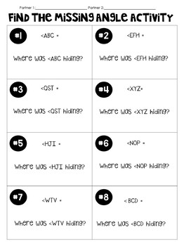 Preview of Find the Missing Angle Activity