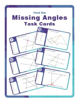 Preview of Find the Missing Angle Task Card Puzzles