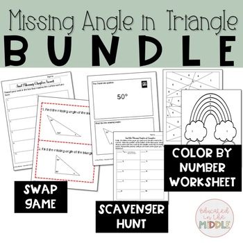 Preview of Find the Missing Angle in a Triangle Activities: Bundle