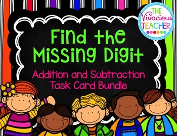 Preview of Missing Addends and Subtrahends Task Cards/ Scoot Activity