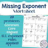 Exponent Rules Practice Find the Missing Exponent