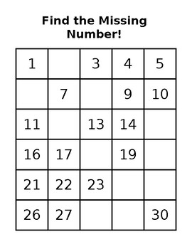 Find the Missing Number (1-30) Math Center K-1 by Naomi Magana | TPT