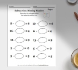 Find the Missing Number Subtraction Worksheets (5 pages)