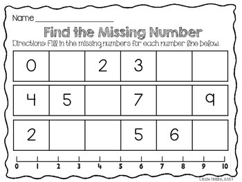 find the missing numbers a kindergarten math printable by