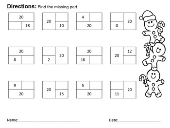 Find the Missing Part (Compose and Decompose Numbers to 20) by Andrea Dixon