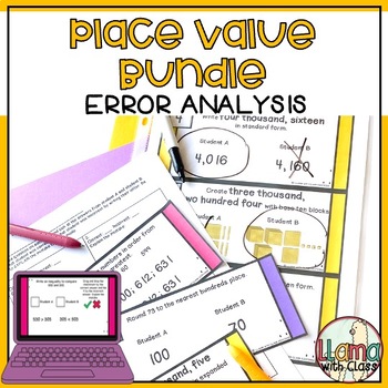 Preview of Place Value Error Analysis Task Cards and Google Slides™ Critical Thinking Math