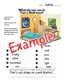 Find the Nouns/Verbs in the Bedroom Worksheet