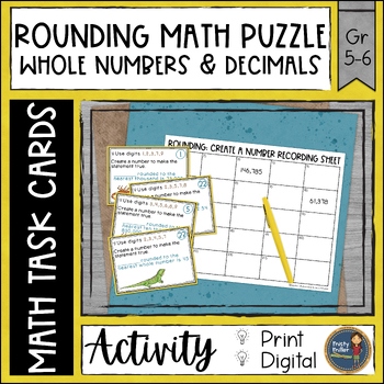 Preview of Rounding Whole Numbers and Decimals Math Puzzle Task Cards