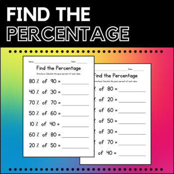 Preview of Find the Percentage Worksheets - Counting Percents & Writing Activities