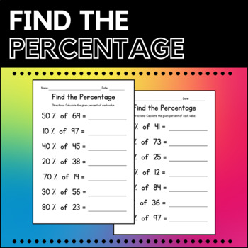 Preview of Find the Percentage Worksheets - Percents of Numbers - Counting & Writing