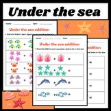 Find the SUM Within 10 - Under the sea Addition, Kindergar