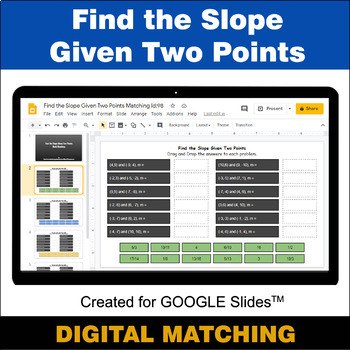 Preview of Find the Slope Given Two Points - Google Slides - Distance Learning - Matching