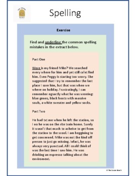Preview of Find the Spelling Mistakes Worksheet