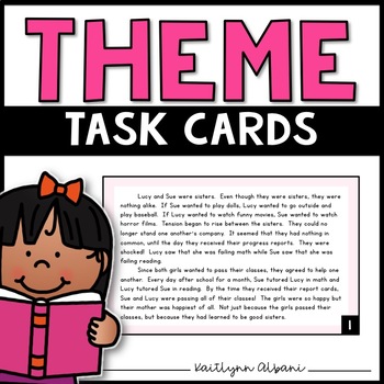 Preview of Theme Task Cards with Short Passages