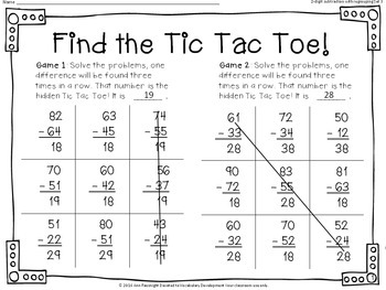 Tic Tac Toe 3 digit addition with regrouping Set 3 by Ann Fausnight