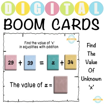 Preview of Find the Value of Unknown ‘x’ - Boom Cards™