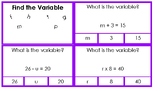 Find the Variable Task Cards