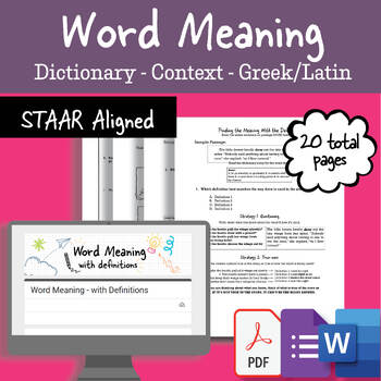 Preview of Find the Word Meaning: No Prep Test Prep ELA Revising/Editing/Grammar