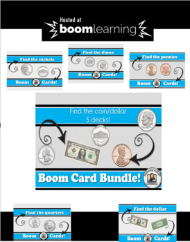 Preview of Find the coin/dollar (US) Boom Cards!