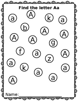 Find the letter Aa-Zz (Upper and Lower) by Pre-K World | TPT