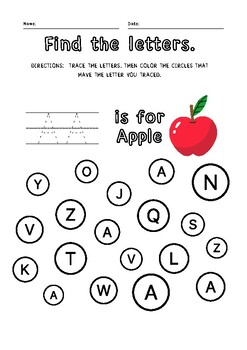 Preview of Find the letters A-Z  Worksheet.