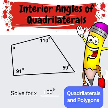 Preview of Find the measure of the missing angle - Quadrilaterals and Polygons Worksheets