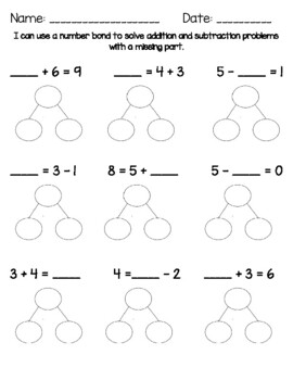 Find the missing number (addition and subtraction) with number bonds