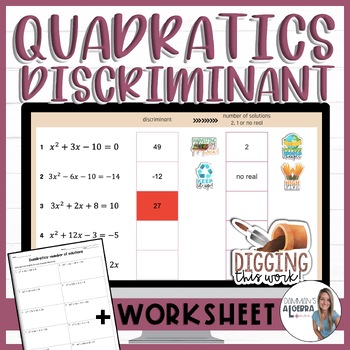 Preview of Find the number of solutions using the discriminant - quadratics - sticker sheet