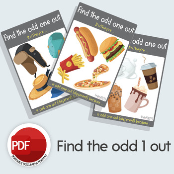 Preview of Find the Odd One Out / Find the Different Object & Difference / PDF Task Cards