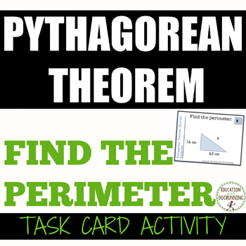 Preview of Pythagorean Theorem Task Card Activity Find the Perimeter