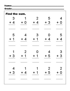 Find the sum, 100 Sums, No Prep Sub Plan with Answer Sheet by Anisha Sharma