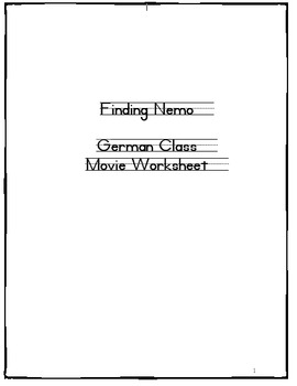 Preview of Finding Nemo Video Guide - German Language Lesson - No Prep