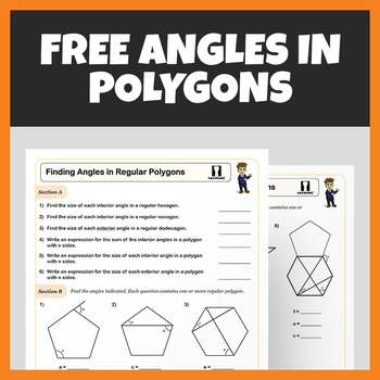 Preview of Finding Angles In Polygons | Free Geometry Worksheet