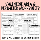 Finding Area & Perimeter | Valentine's Day | Worksheets | 
