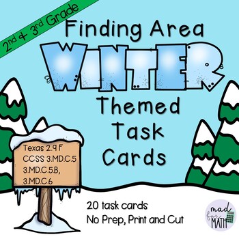 Preview of Finding Area Winter Theme Task Cards 2.9F 3.MD.C.5 3.MD.C.5.B 3.MD.C.6