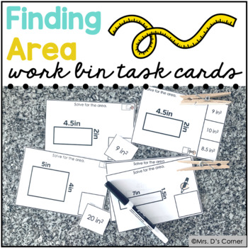 Preview of Area of Rectangles Work Bin Task Cards for Special Education